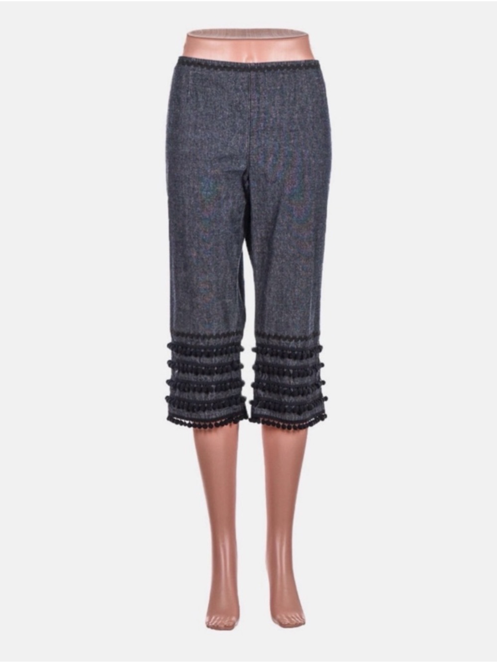 Moschino Dark Denim Jeans with Pom Pom Cropped Pants/Capris - Size Italian 40